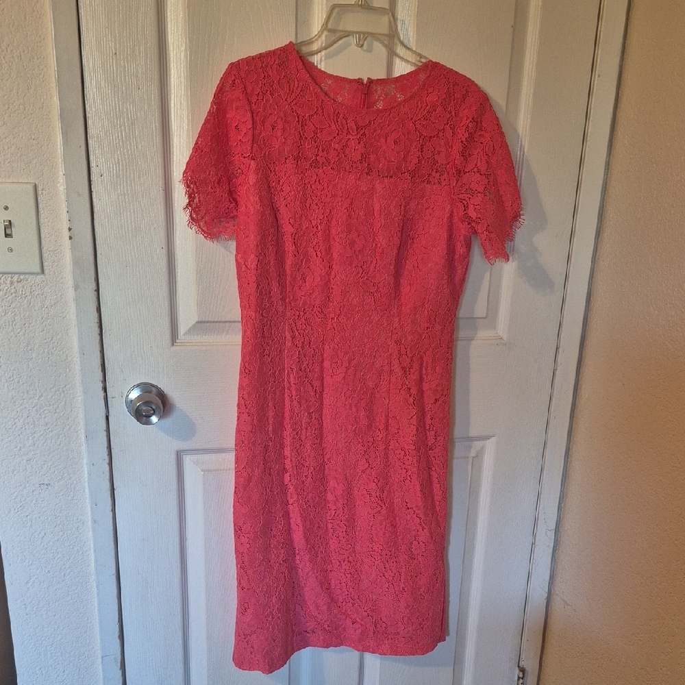 JS Collections Red Sheath Midi Dress Short Sleeve